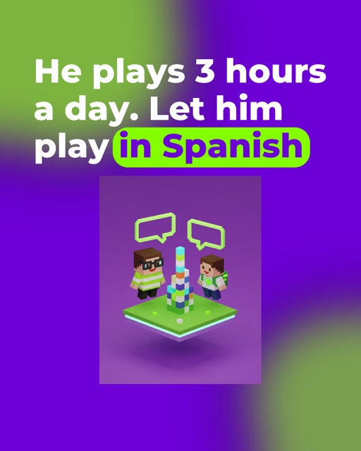 США — продаём испанский, объявление на английском: From Minecraft to Spanish